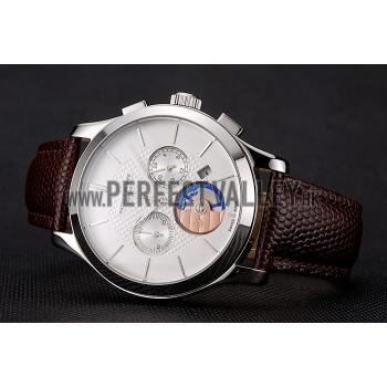 Patek Philippe Chronograph White Dial Stainless Steel Case Brown Leather Strap Replica