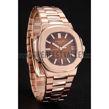 Replica Swiss Patek Philippe Nautilus Dark Brown Dial Stainless Steel Bracelet 1453949