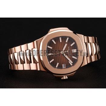 Replica Swiss Patek Philippe Nautilus Dark Brown Dial Stainless Steel Bracelet 1453949