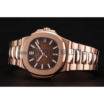 Replica Swiss Patek Philippe Nautilus Dark Brown Dial Stainless Steel Bracelet 1453949