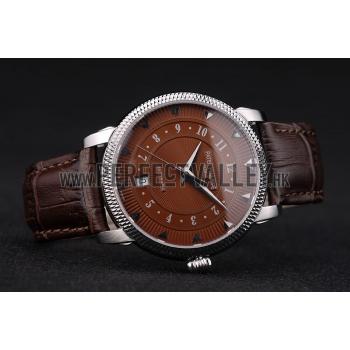 Patek Philippe Swiss Calatrava Ribbed Bezel Brown Dial Brown Leather Strap 7658 Replica