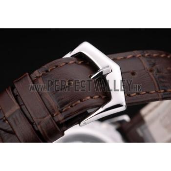 Patek Philippe Swiss Calatrava Ribbed Bezel Brown Dial Brown Leather Strap 7658 Replica