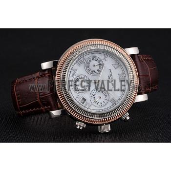 Cheap Patek Philippe Grand Complications Hobnail Bezel Roman Numerals Brown Leather Strap