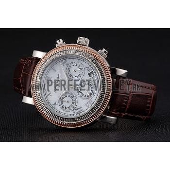 Cheap Patek Philippe Grand Complications Hobnail Bezel Roman Numerals Brown Leather Strap