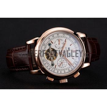 Patek Philippe Grand Complications Gold Case White Dial Brown Leather Bracelet 622259