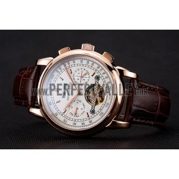 Patek Philippe Grand Complications Gold Case White Dial Brown Leather Bracelet 622259