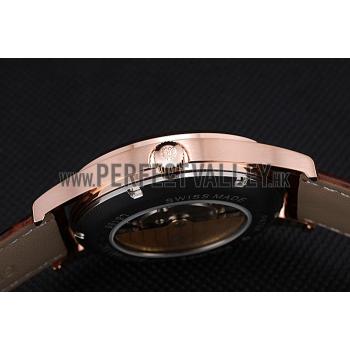 Patek Philippe Calatrava White Dial Diamond Numerals Rose Gold Case Brown Leather Strap  622834