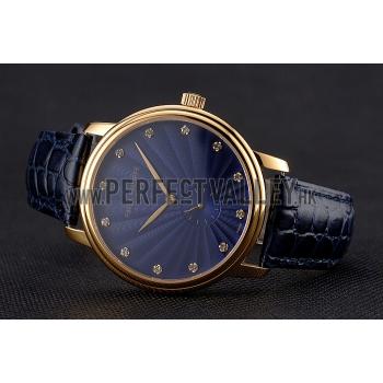 Patek Philippe Calatrava Blue Guilloche Dial Gold Case Blue Leather Strap