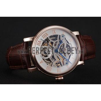 Patek Philippe Grand Complications White Skeleton Dial Rose Gold Case Brown Leather Strap 1453808