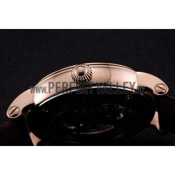 Patek Philippe Grand Complications White Skeleton Dial Rose Gold Case Brown Leather Strap 1453808