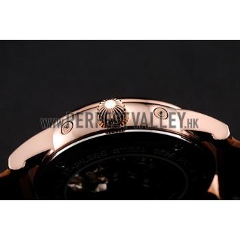 Patek Philippe Grand Complications Day Date Tourbillon White Dial Rose Gold Case Brown Suede Leather Strap 1453813