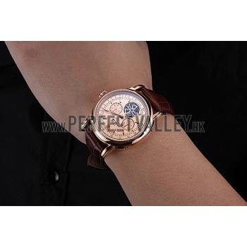 Patek Philippe Geneve Grand Complications Rose Dial Tourbillon Brown Leather Band  622158