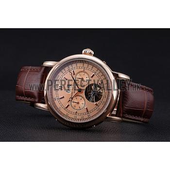 Patek Philippe Geneve Grand Complications Rose Dial Tourbillon Brown Leather Band  622158