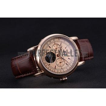 Patek Philippe Geneve Grand Complications Rose Dial Tourbillon Brown Leather Band  622158