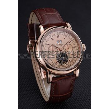 Patek Philippe Geneve Grand Complications Rose Dial Tourbillon Brown Leather Band  622158