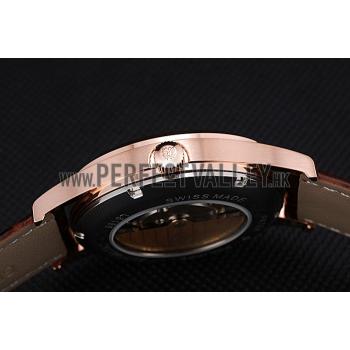 Cheap Patek Philippe Calatrava Rose Dial Rose Gold Case Brown Leather Strap  622836