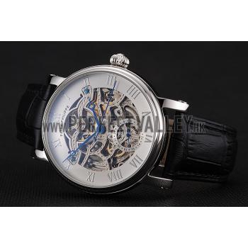 Patek Philippe Grand Complications White Skeleton Dial Stainless Steel Case Black Leather Strap 1453810 Replica