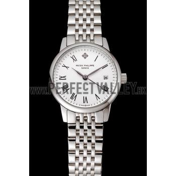 Patek Philippe Calatrava Ladies White Dial Stainless Steel Case And Bracelet 1453834