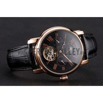 Patek Philippe Grand Complications Moonphase Perpetual Calendar Tourbillon Black Dial Rose Gold Case Black Leather Strap