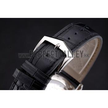 Swiss Patek Philippe Calatrava Black Dial Stainless Steel Case Black Leather Strap