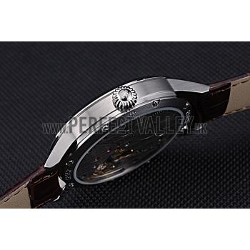 Patek Philippe Geneve Two Dial Gray Dial Stainless Steel Bezel Brown Leather Band  622147