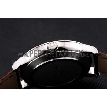 Cheap Patek Philippe Calatrava Date White Dial Stainless Steel Case Brown Leather Strap