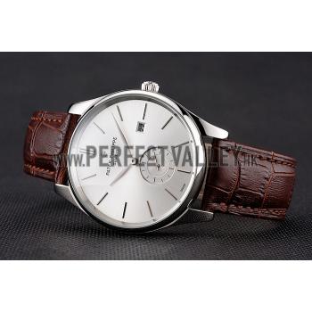 Patek Philippe Calatrava Date Silver Dial Stainless Steel Case Brown Leather Strap