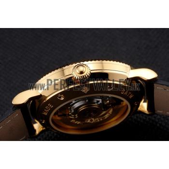 Swiss Patek Philippe Calatrava White Dial Gold Case Fluted Bezel Black Leather Strap Replica