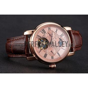 Patek Philippe Grand Complications Moonphase Perpetual Calendar Tourbillon Rose Gold Case And Dial Brown Leather Strap