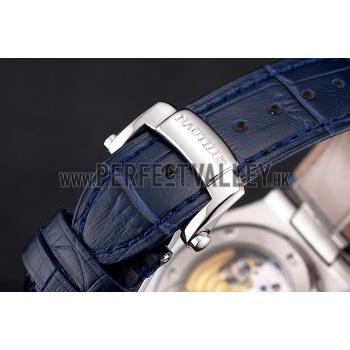 Replica Patek Philippe Nautilus Blue Dial Stainless Steel Case Blue Leather Strap