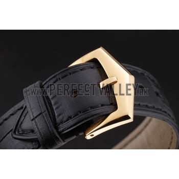 Swiss Patek Philippe Multi-Scale Chronograph Black Dial Gold Case Black Leather Strap