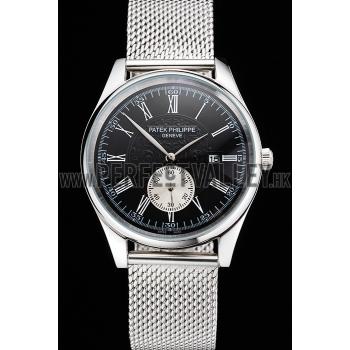 Patek Philippe Calatrava Small Seconds Black Engraved Dial Stainless Steel Case And Bracelet Replica