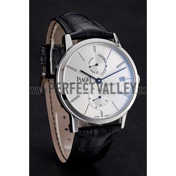 Piaget Altiplano Date Silver Dial Stainless Steel Case Black Leather Strap