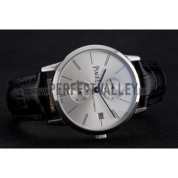 Piaget Altiplano Date Silver Dial Stainless Steel Case Black Leather Strap