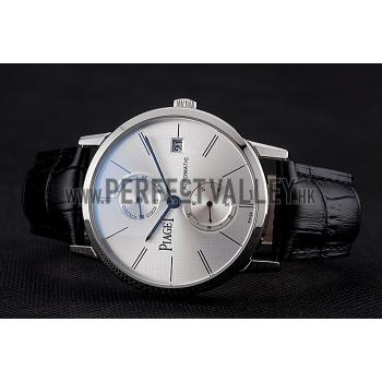 Piaget Altiplano Date Silver Dial Stainless Steel Case Black Leather Strap