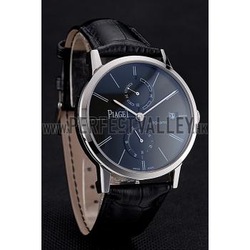 Piaget Altiplano Date Black Dial Stainless Steel Case Black Leather Strap