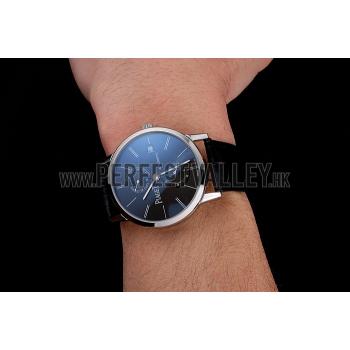 Piaget Altiplano Date Black Dial Stainless Steel Case Black Leather Strap