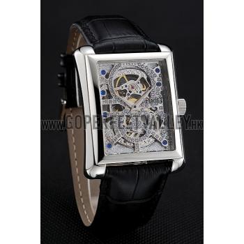 Swiss Piaget Emperador Tourbillon Skeleton Silver Case Brown Leather Bracelet 1453945 Replica