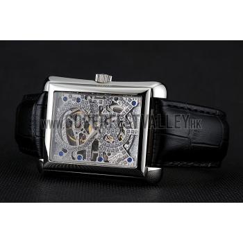 Swiss Piaget Emperador Tourbillon Skeleton Silver Case Brown Leather Bracelet 1453945 Replica