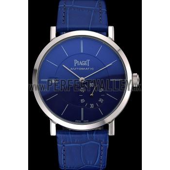 Piaget Altiplano Silver Case Blue Dial Blue Leather Bracelet  622630