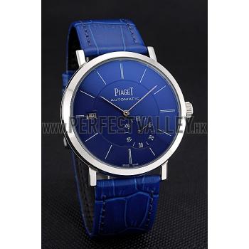 Piaget Altiplano Silver Case Blue Dial Blue Leather Bracelet  622630