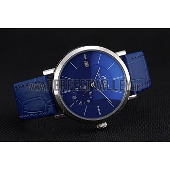 Piaget Altiplano Silver Case Blue Dial Blue Leather Bracelet  622630