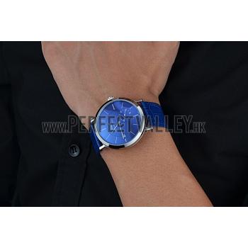 Piaget Altiplano Silver Case Blue Dial Blue Leather Bracelet  622630