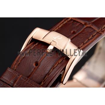 Replica Swiss Piaget Altiplano Rose Gold Skeleton Dial With Diamonds Rose Gold Case Brown Leather Strap