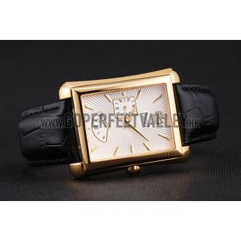 Swiss Piaget Emperador Tourbillon Skeleton Gold Diamond Case Black Leather Bracelet 1453941