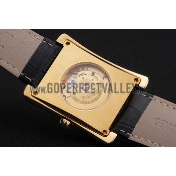 Swiss Piaget Emperador Tourbillon Skeleton Gold Diamond Case Black Leather Bracelet 1453941