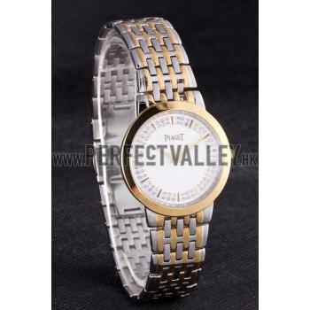 Piaget Traditional Gold Case Double Studded Minute Markers White Dial