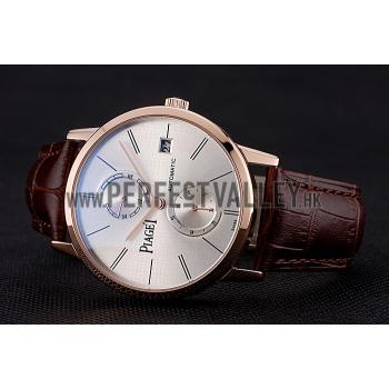 Piaget Altiplano Date Silver Dial Rose Gold Case Brown Leather Strap