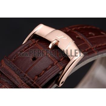 Piaget Altiplano Date Silver Dial Rose Gold Case Brown Leather Strap