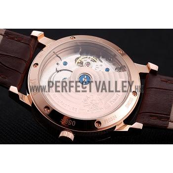 Piaget Altiplano Date Silver Dial Rose Gold Case Brown Leather Strap